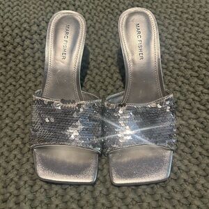 Silver sequin high heels